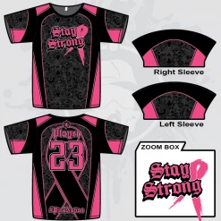 All The Way Live Designs Stay Strong Mens Full Dye Jersey Cancer Awareness Black