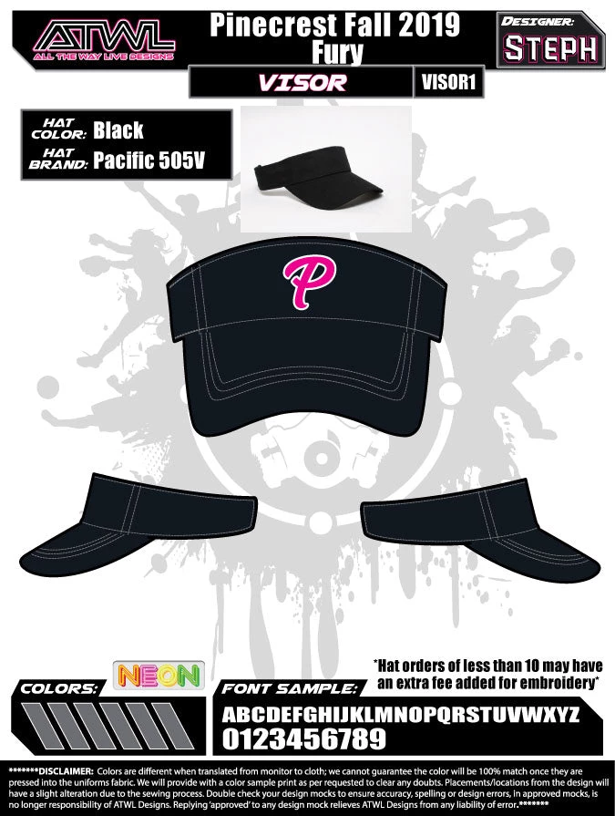 All The Way Live Designs Pinecrest Fall League Visors 3 All The Way Live Designs Pinecrest Fall League Visors