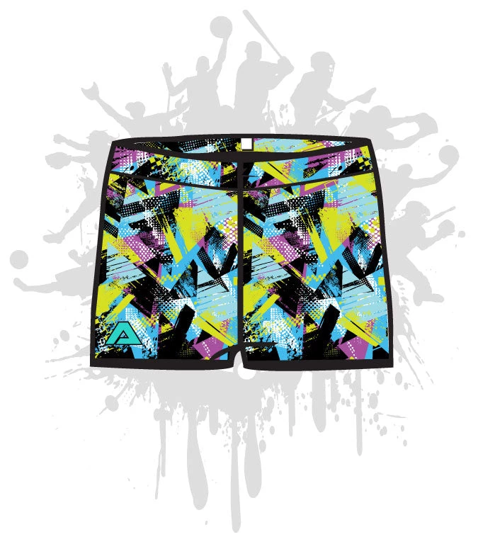 All The Way Live Designs Geometric Grunge Women's Compression Shorts 3 All The Way Live Designs Geometric Grunge Women's Compression Shorts