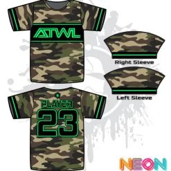 All The Way Live Designs Men ARMY CAMO TRON YOUTH FULL DYE JERSEY