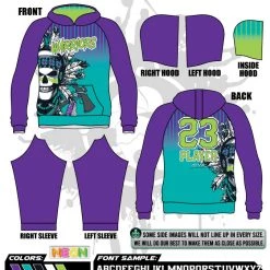 All The Way Live Designs Warriors Men's Full Dye Hoody Warriors Fastpitch 10u