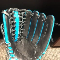 ATWL 14" Trapeze Glove Black/Aqua Blue Steerhide Sporting Goods