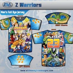 All The Way Live Designs Z Warriors Mens Full Dye Jersey