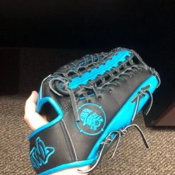 ATWL 14" Trapeze Glove Black/Aqua Blue Steerhide Sporting Goods