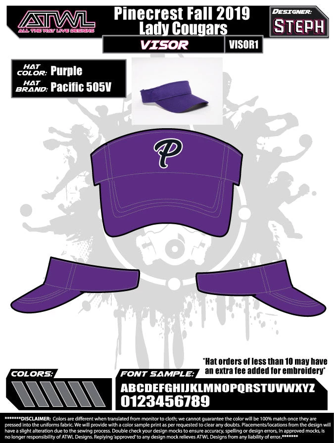 All The Way Live Designs Pinecrest Fall League Visors 4 All The Way Live Designs Pinecrest Fall League Visors