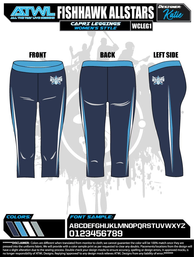All The Way Live Designs Fishhawk All Stars Womens/Girls Leggings 4 All The Way Live Designs Fishhawk All Stars Womens/Girls Leggings