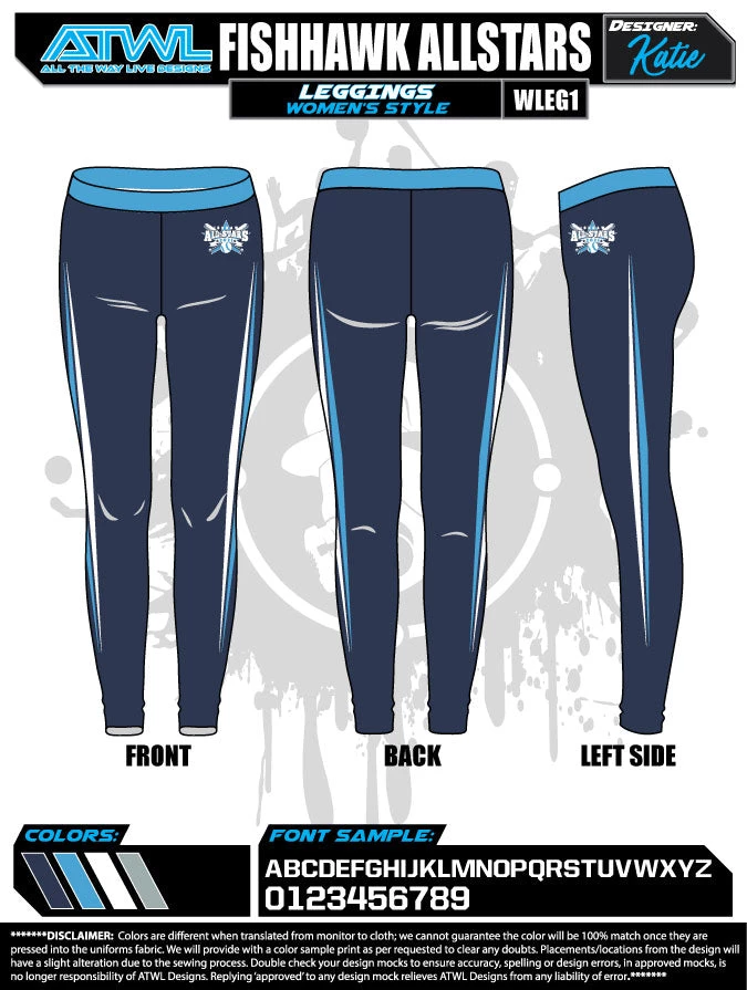 All The Way Live Designs Fishhawk All Stars Womens/Girls Leggings 3 All The Way Live Designs Fishhawk All Stars Womens/Girls Leggings