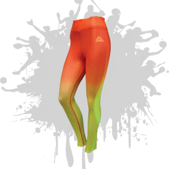 All The Way Live Designs LINEAR LEGGINGS ORANGE/NEON YELLOW Women