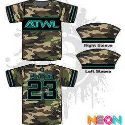 All The Way Live Designs Men ARMY CAMO TRON YOUTH FULL DYE JERSEY