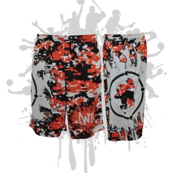 ATWL Splatter Splash Digital Camo Mens Full Dye Shorts Orange/Black/White
