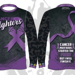 All The Way Live Designs Cancer Fighters Long Sleeve Jersey Men