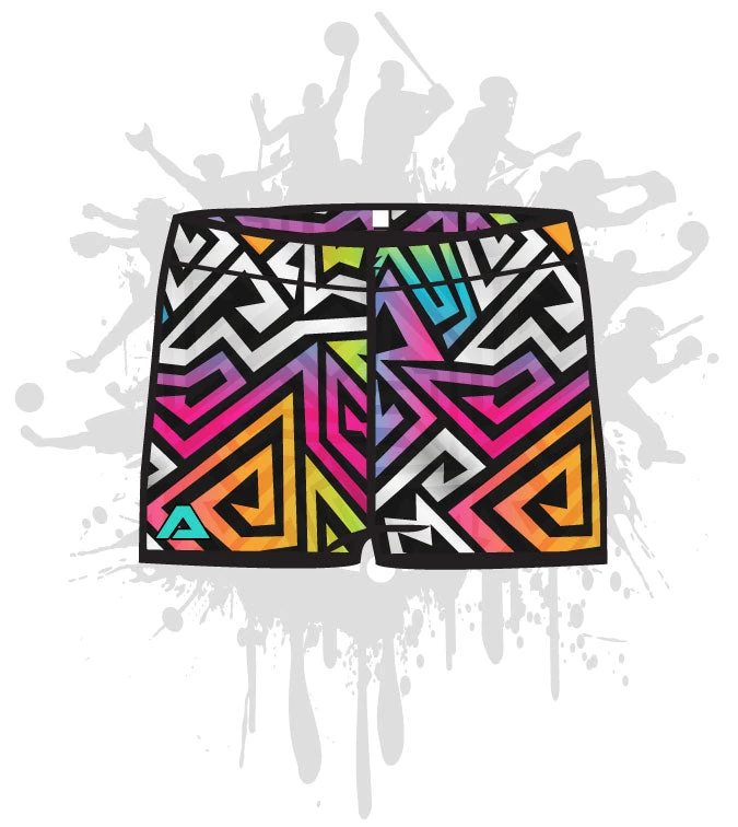 All The Way Live Designs Rainbow Maze Women's Compression Shorts 3 All The Way Live Designs Rainbow Maze Women's Compression Shorts