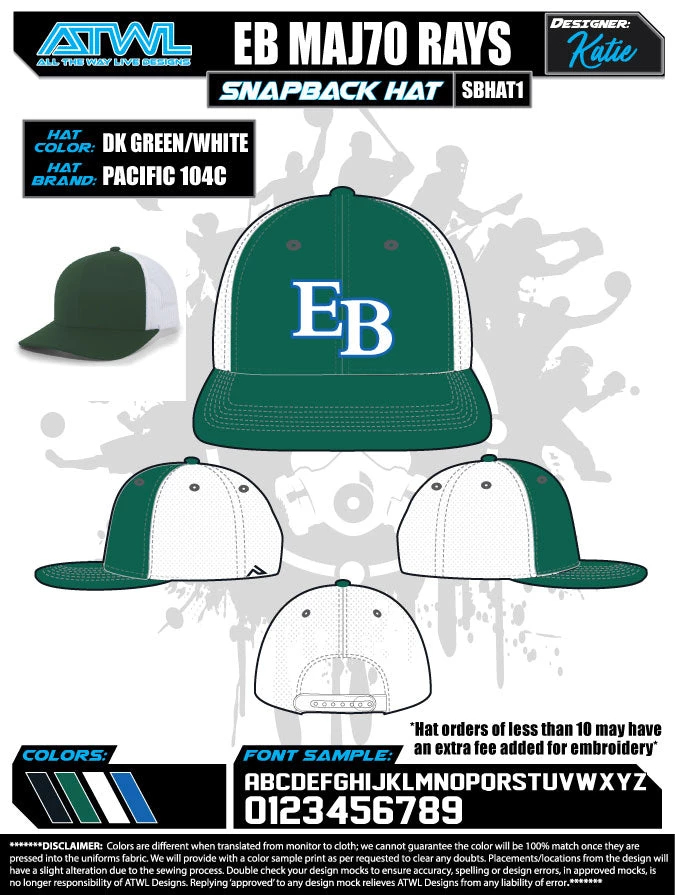 All The Way Live Designs EastBay Spring League 2021 Baseball Hat 24 All The Way Live Designs EastBay Spring League 2021 Baseball Hat