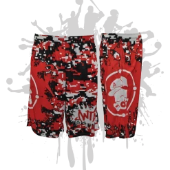 ATWL Splatter Splash Digital Camo Mens Full Dye Shorts Red/Navy/White Clearance