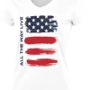 All The Way Live Designs Merica Flag Womens White Sub Dye Jersey