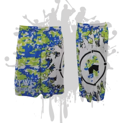 ATWL Splatter Splash Digital Camo Mens Full Dye Shorts Royal/Lime/White