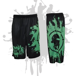 ATWL Splatter Splash Mens Full Dye Shorts Black/Kelly Green Clearance