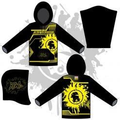 All The Way Live Designs Hoodies Retro Splash Unisex Hoody Black/Neon Yellow