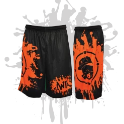 ATWL Clearance Splatter Splash Mens Full Dye Shorts Black/Orange