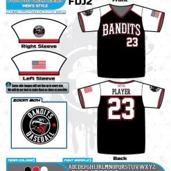 All The Way Live Designs Bandits Baseball 11U Full Dye Jersey