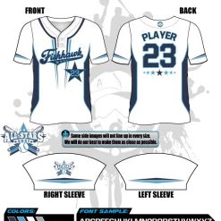 All The Way Live Designs Fishhwak All Stars Fishhawk White/Navy All Stars Mens 2 Button Full Dye Replica Jersey