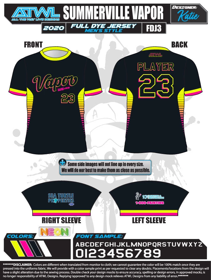 All The Way Live Designs Summerville Vapor 2020 Black Full Dye Jersey 3 All The Way Live Designs Summerville Vapor 2020 Black Full Dye Jersey