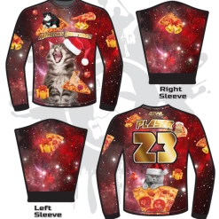 All The Way Live Designs MEEEEOWY CHRISTMAS UGLAY SWEATER (RED)