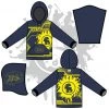 All The Way Live Designs Retro Splash Unisex Hoody Navy/Neon Yellow