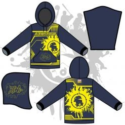 All The Way Live Designs Retro Splash Unisex Hoody Navy/Neon Yellow