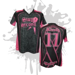 All The Way Live Designs Stay Strong Womens Full Dye Jersey Cancer Awareness Black