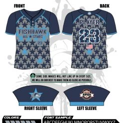 All The Way Live Designs Fishhawk All Stars 2022 2022 Fishhawk Navy All Stars Mens 2 Button Full Dye Replica Jersey