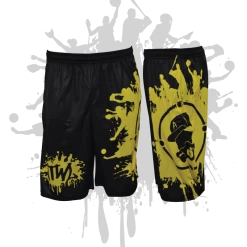 ATWL Splatter Splash Mens Full Dye Shorts Black/Yellow