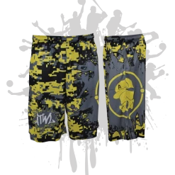 ATWL Splatter Splash Digital Camo Mens Full Dye Shorts Yellow/Black/Charcoal